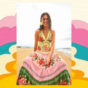 Farm Rio Manuela Floral Pastel Maxi Dress